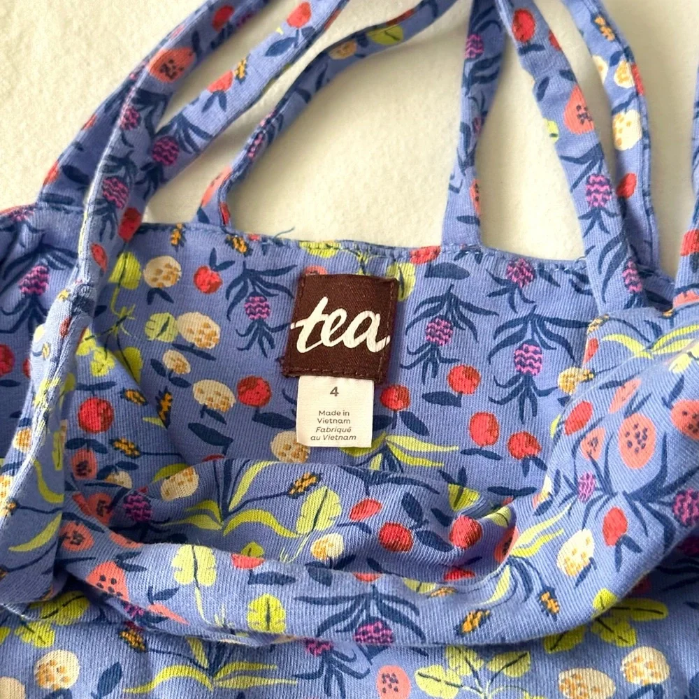 Tea Collection Blue Floral Sundress with Pink and Yellow Accents